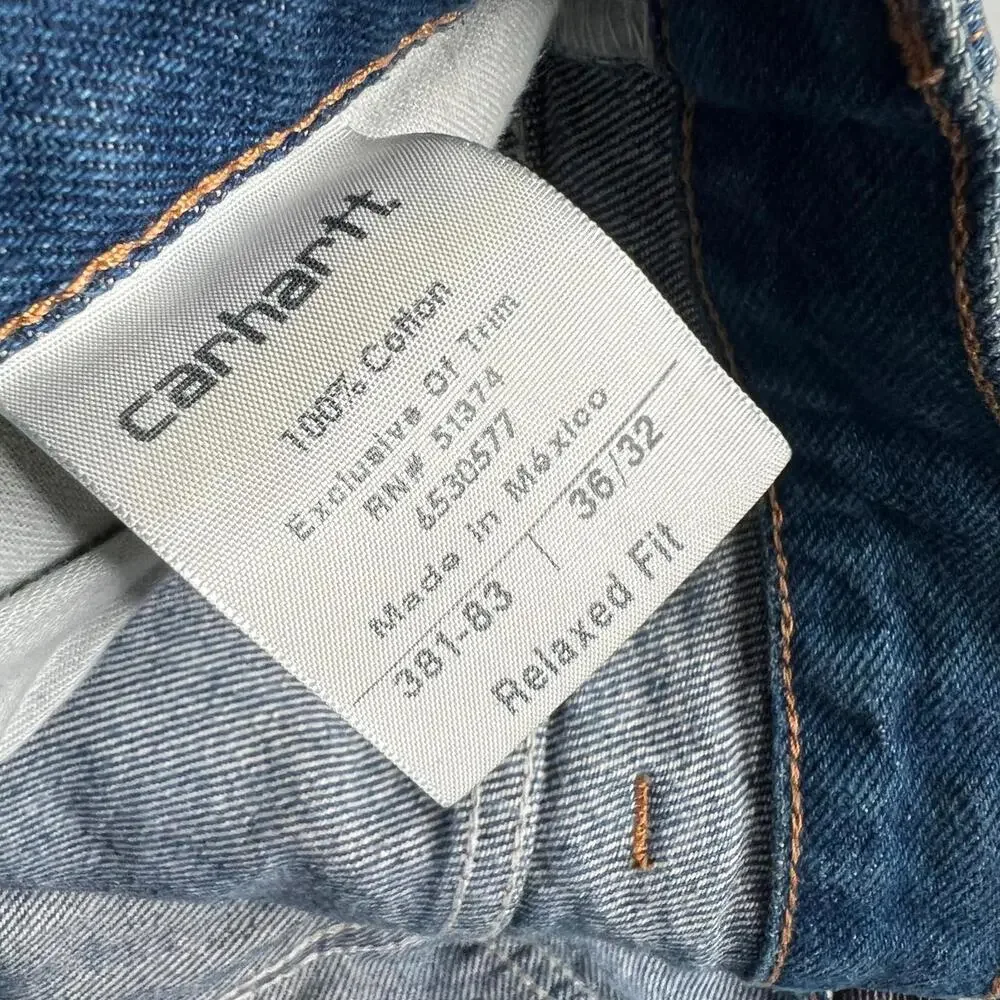 Carhartt Relaxed Fit Blue Denim Jeans 36x32 Mexico Heavyweight Workwear‎